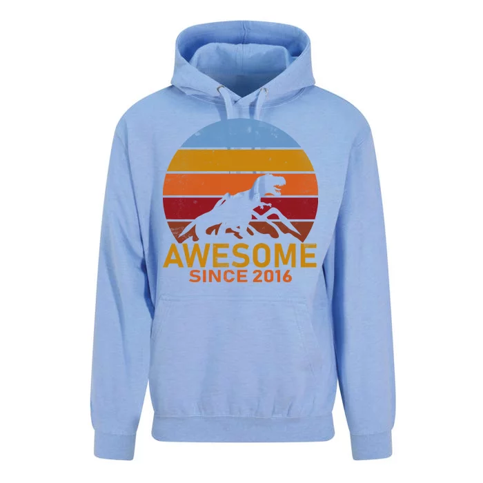 Dinosaur 6th Birthday Gift Awesome Since 2016 Unisex Surf Hoodie