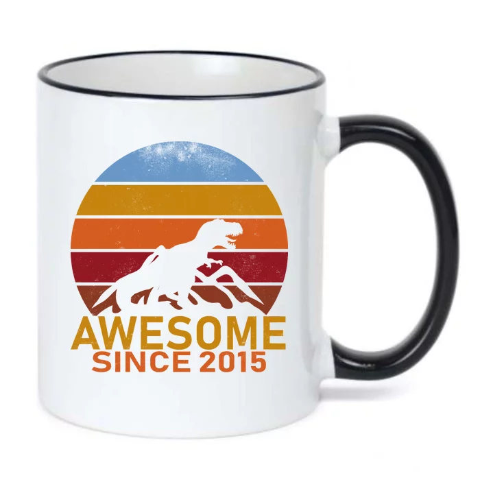 Dinosaur 7th Birthday Gift Awesome Since 2015 Black Color Changing Mug