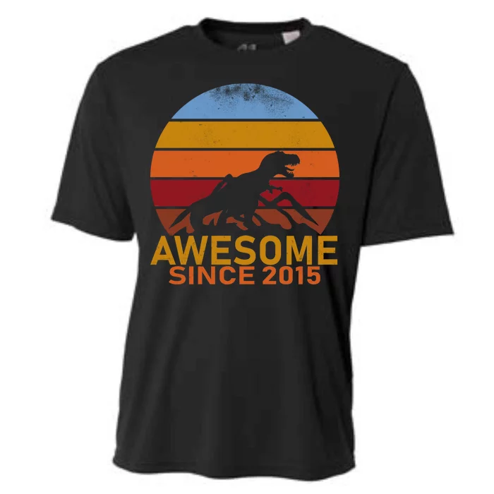 Dinosaur 7th Birthday Gift Awesome Since 2015 Cooling Performance Crew T-Shirt