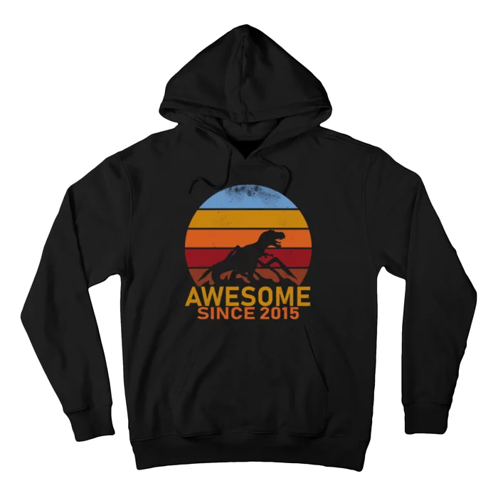 Dinosaur 7th Birthday Gift Awesome Since 2015 Hoodie