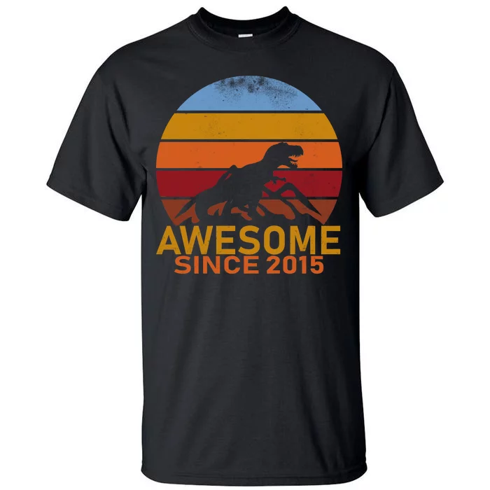 Dinosaur 7th Birthday Gift Awesome Since 2015 Tall T-Shirt