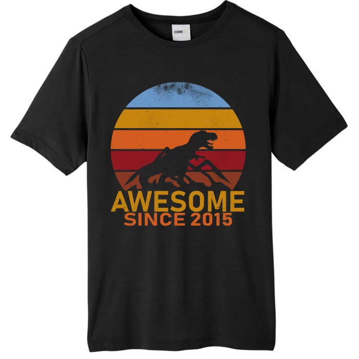 Dinosaur 7th Birthday Gift Awesome Since 2015 ChromaSoft Performance T-Shirt