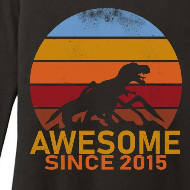 Dinosaur 7th Birthday Gift Awesome Since 2015 Womens CVC Long Sleeve Shirt