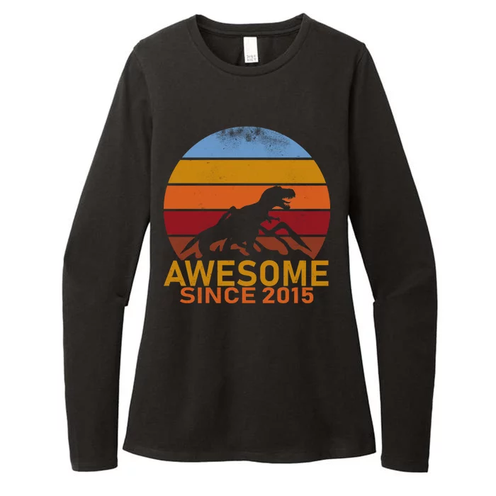 Dinosaur 7th Birthday Gift Awesome Since 2015 Womens CVC Long Sleeve Shirt