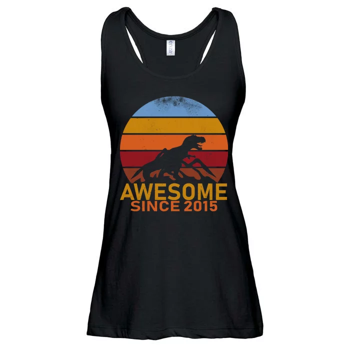 Dinosaur 7th Birthday Gift Awesome Since 2015 Ladies Essential Flowy Tank