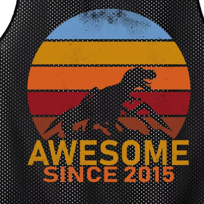 Dinosaur 7th Birthday Gift Awesome Since 2015 Mesh Reversible Basketball Jersey Tank