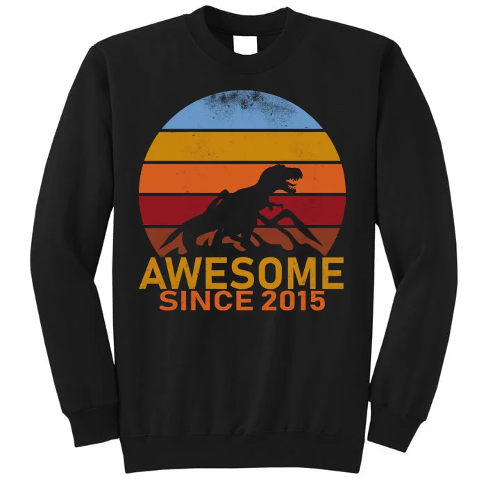 Dinosaur 7th Birthday Gift Awesome Since 2015 Tall Sweatshirt