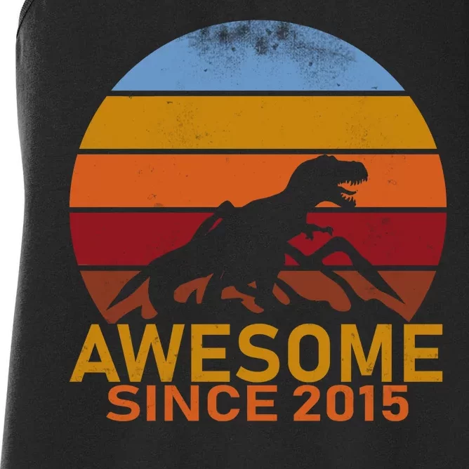 Dinosaur 7th Birthday Gift Awesome Since 2015 Women's Racerback Tank