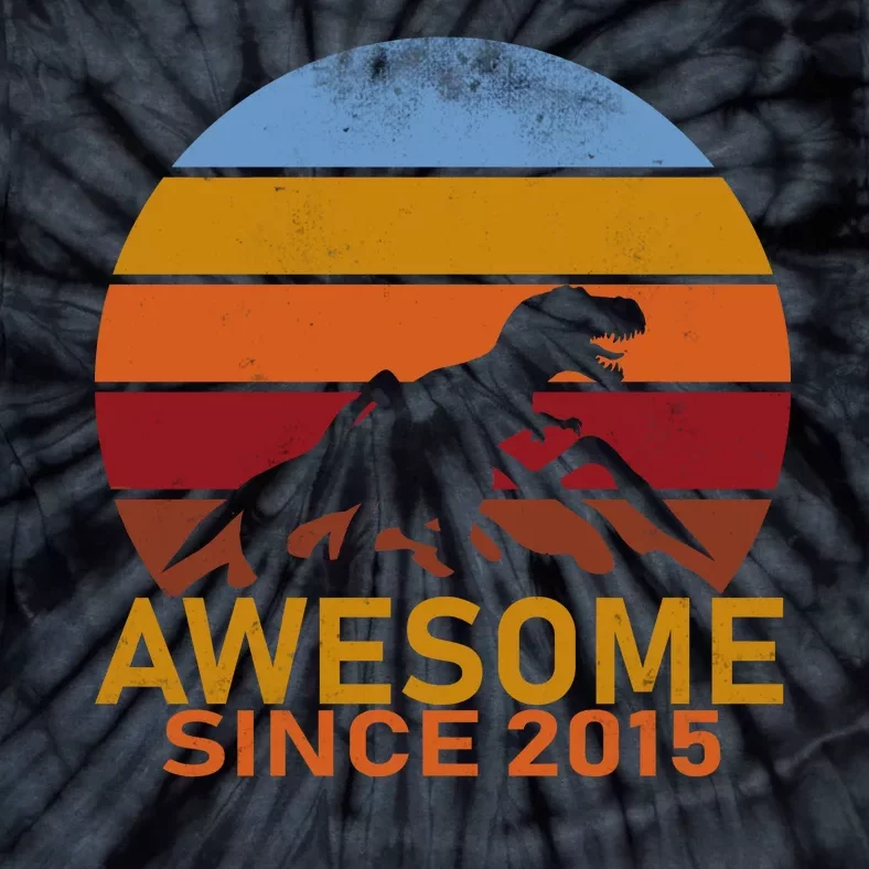 Dinosaur 7th Birthday Gift Awesome Since 2015 Tie-Dye T-Shirt