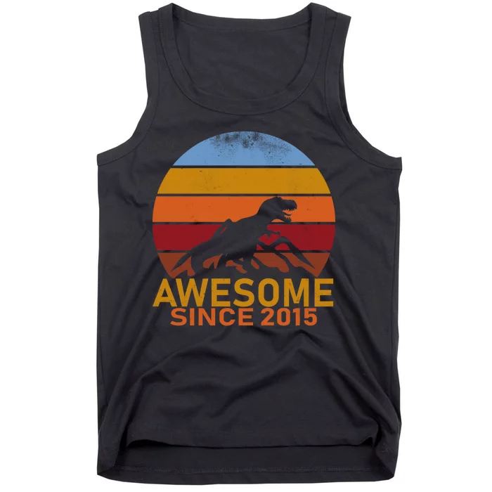 Dinosaur 7th Birthday Gift Awesome Since 2015 Tank Top