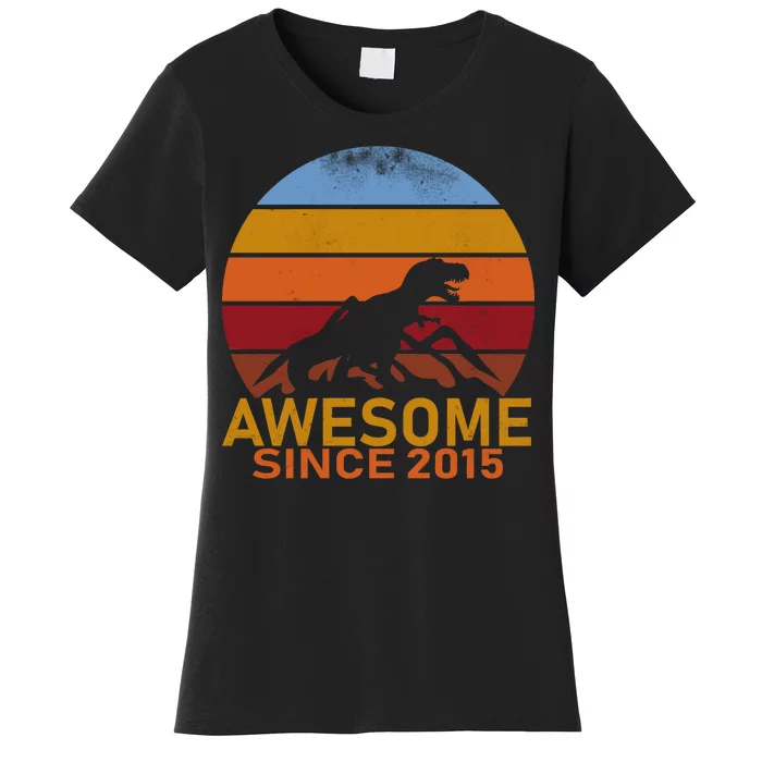 Dinosaur 7th Birthday Gift Awesome Since 2015 Women's T-Shirt