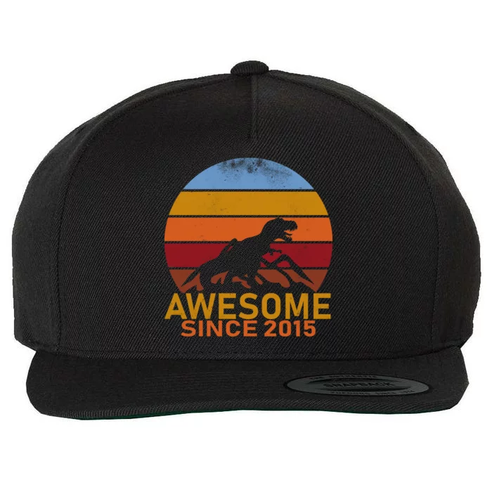 Dinosaur 7th Birthday Gift Awesome Since 2015 Wool Snapback Cap