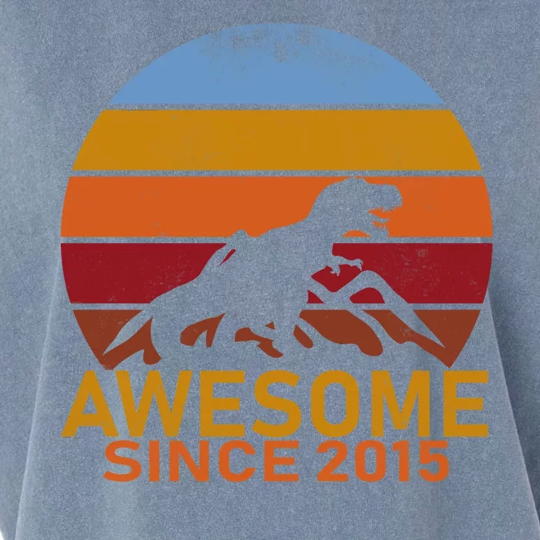 Dinosaur 7th Birthday Gift Awesome Since 2015 Garment-Dyed Women's Muscle Tee