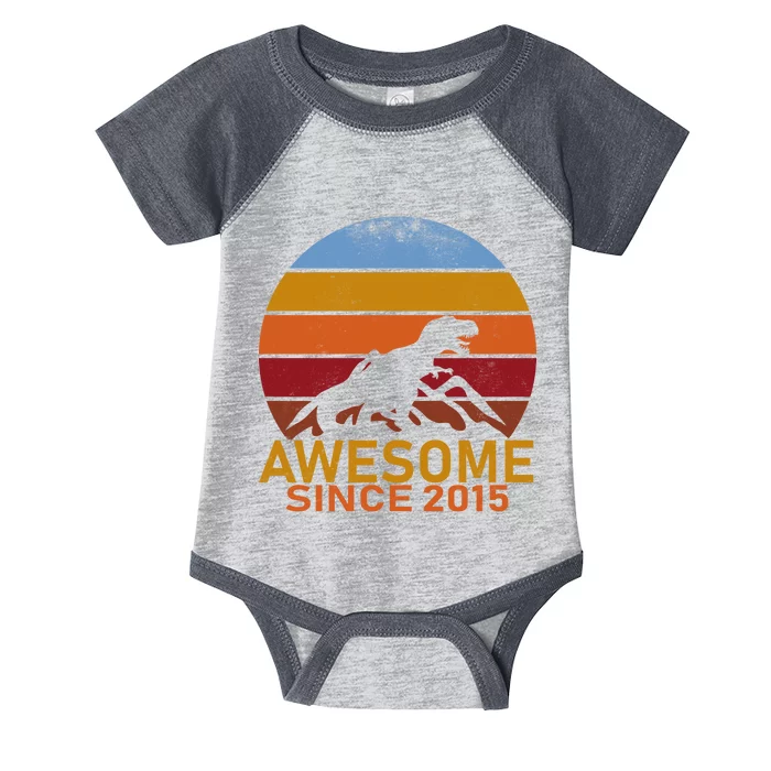 Dinosaur 7th Birthday Gift Awesome Since 2015 Infant Baby Jersey Bodysuit