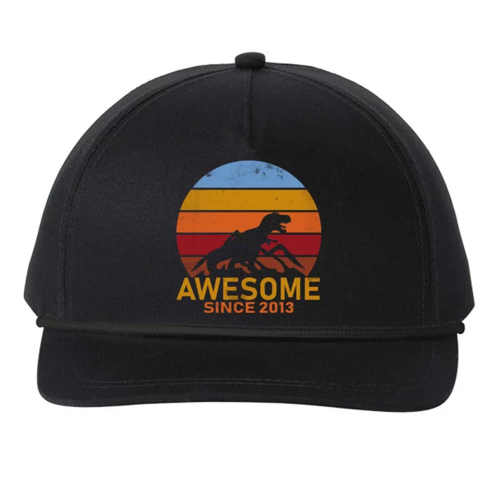 Dinosaur 9th Birthday Gift Awesome Since 2013 Snapback Five-Panel Rope Hat