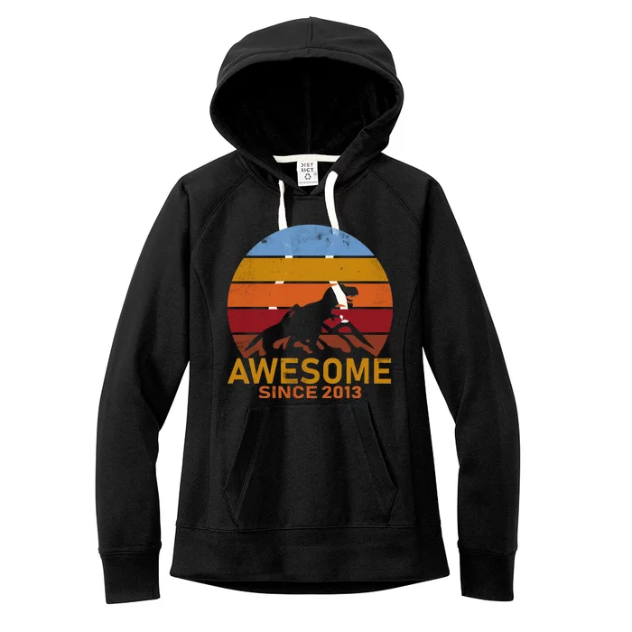 Dinosaur 9th Birthday Gift Awesome Since 2013 Women's Fleece Hoodie