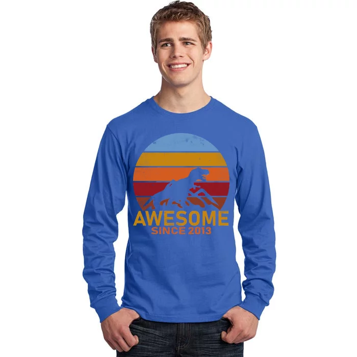 Dinosaur 9th Birthday Gift Awesome Since 2013 Tall Long Sleeve T-Shirt