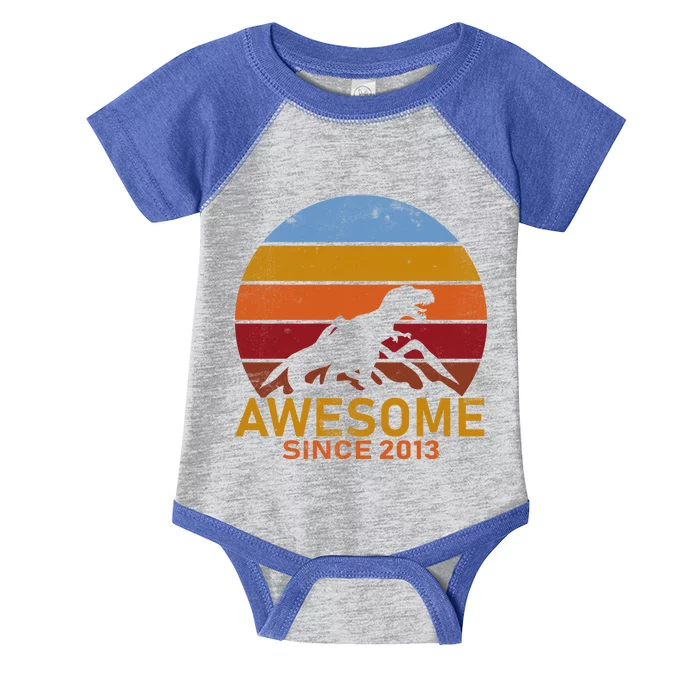 Dinosaur 9th Birthday Gift Awesome Since 2013 Infant Baby Jersey Bodysuit