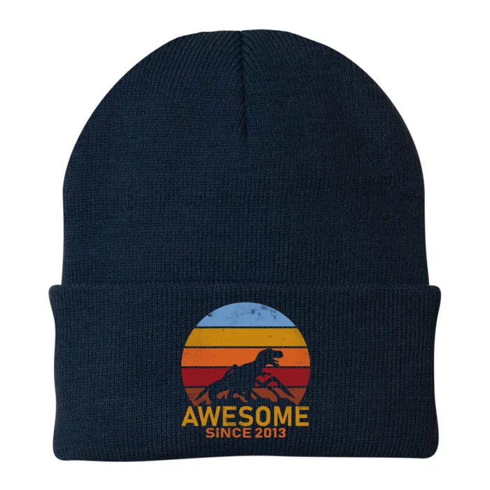 Dinosaur 9th Birthday Gift Awesome Since 2013 Knit Cap Winter Beanie