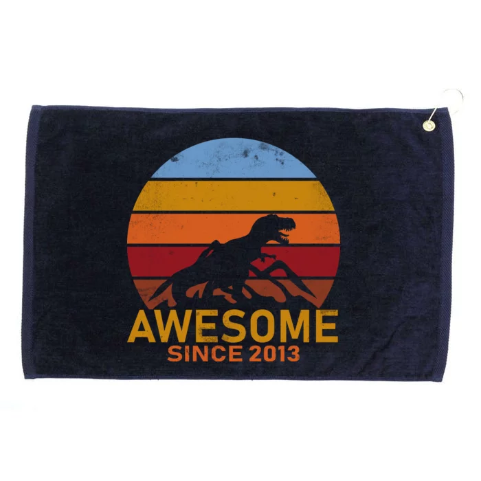 Dinosaur 9th Birthday Gift Awesome Since 2013 Grommeted Golf Towel