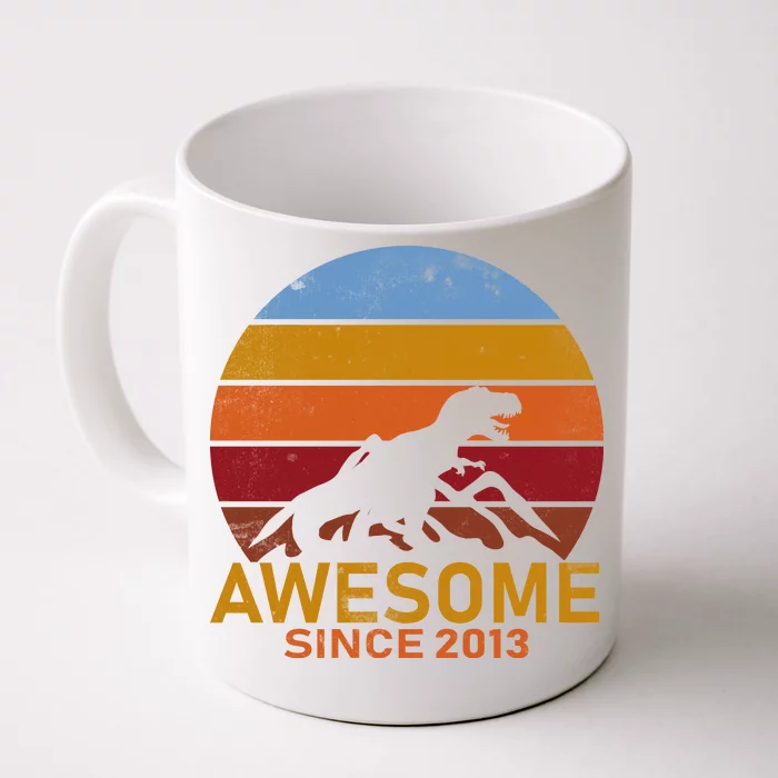 Dinosaur 9th Birthday Gift Awesome Since 2013 Front & Back Coffee Mug