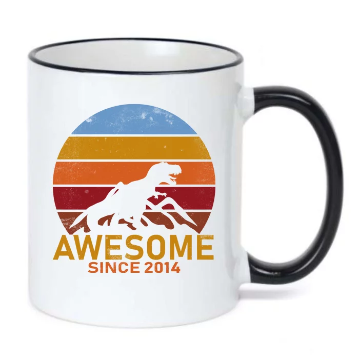 Dinosaur 8th Birthday Gift Awesome Since 2014 Black Color Changing Mug