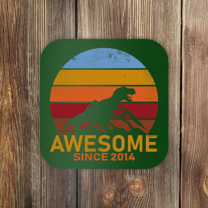 Dinosaur 8th Birthday Gift Awesome Since 2014 Coaster