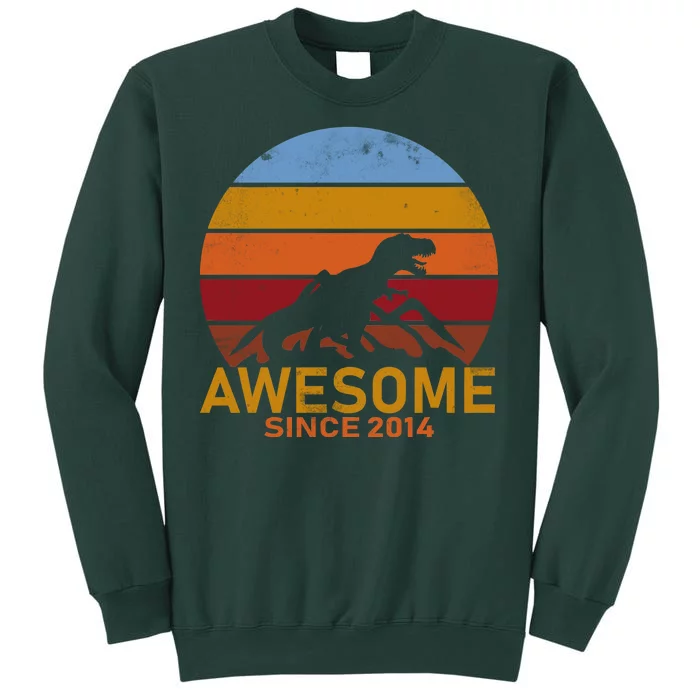 Dinosaur 8th Birthday Gift Awesome Since 2014 Tall Sweatshirt