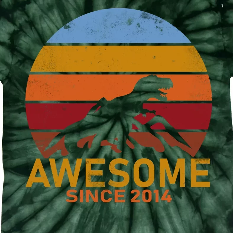 Dinosaur 8th Birthday Gift Awesome Since 2014 Tie-Dye T-Shirt