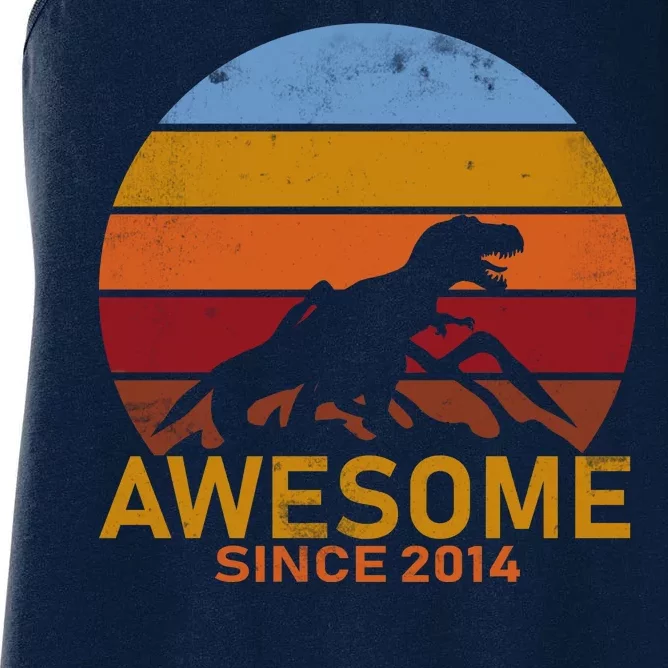 Dinosaur 8th Birthday Gift Awesome Since 2014 Women's Racerback Tank