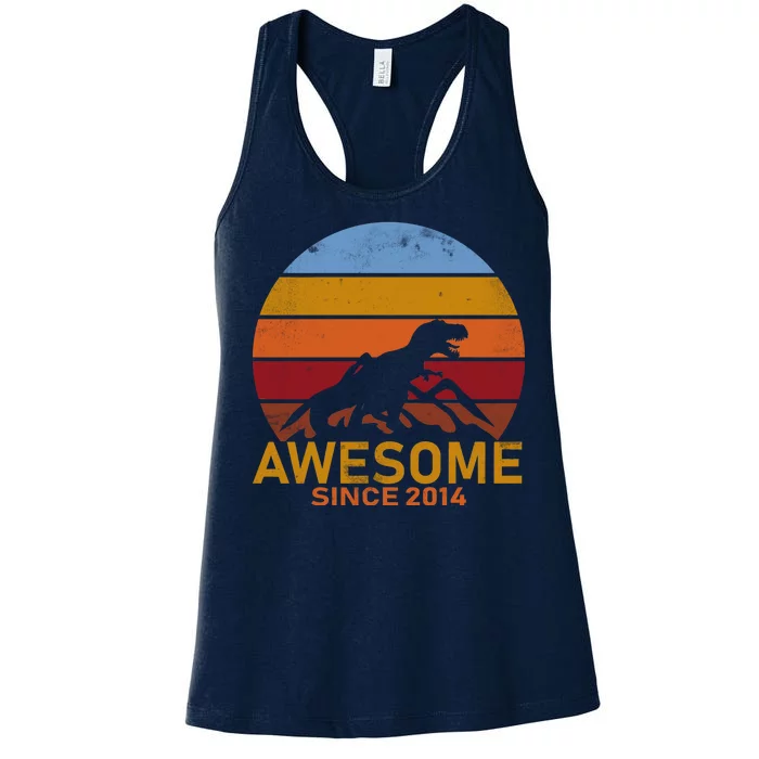 Dinosaur 8th Birthday Gift Awesome Since 2014 Women's Racerback Tank