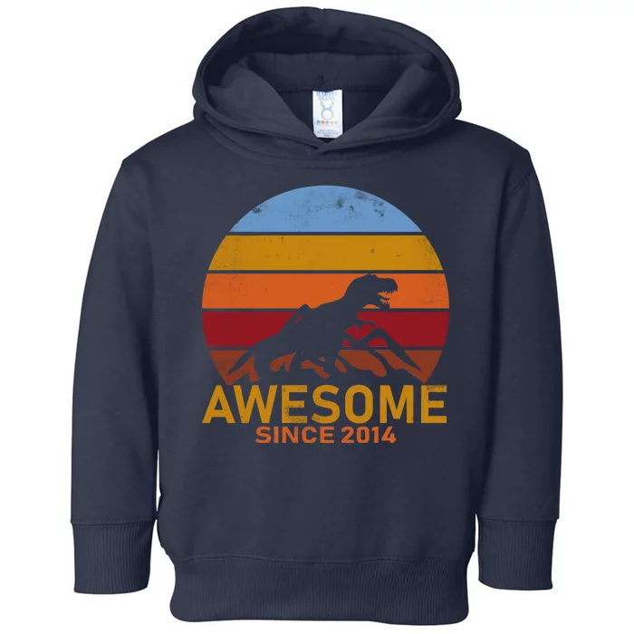 Dinosaur 8th Birthday Gift Awesome Since 2014 Toddler Hoodie