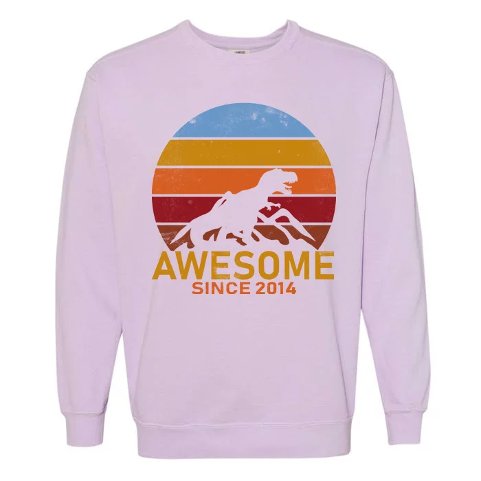 Dinosaur 8th Birthday Gift Awesome Since 2014 Garment-Dyed Sweatshirt