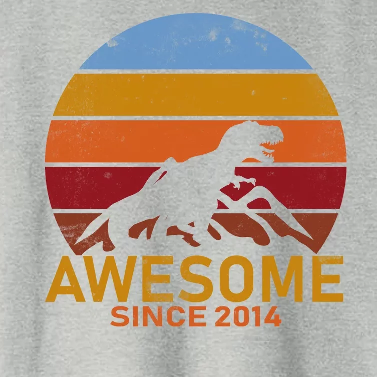 Dinosaur 8th Birthday Gift Awesome Since 2014 Women's Crop Top Tee