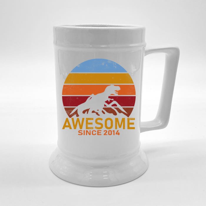 Dinosaur 8th Birthday Gift Awesome Since 2014 Front & Back Beer Stein