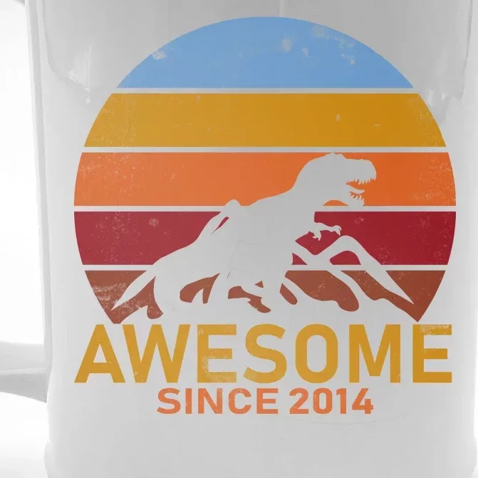 Dinosaur 8th Birthday Gift Awesome Since 2014 Front & Back Beer Stein