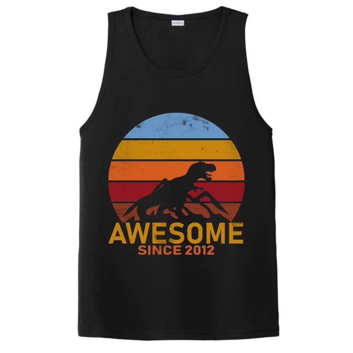 Dinosaur 7th Birthday Gift Awesome Since 2012 Performance Tank