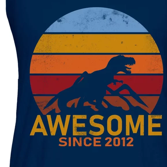 Dinosaur 7th Birthday Gift Awesome Since 2012 Ladies Essential Flowy Tank