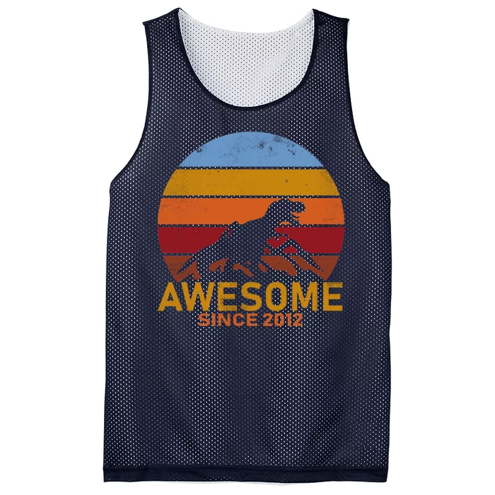 Dinosaur 7th Birthday Gift Awesome Since 2012 Mesh Reversible Basketball Jersey Tank