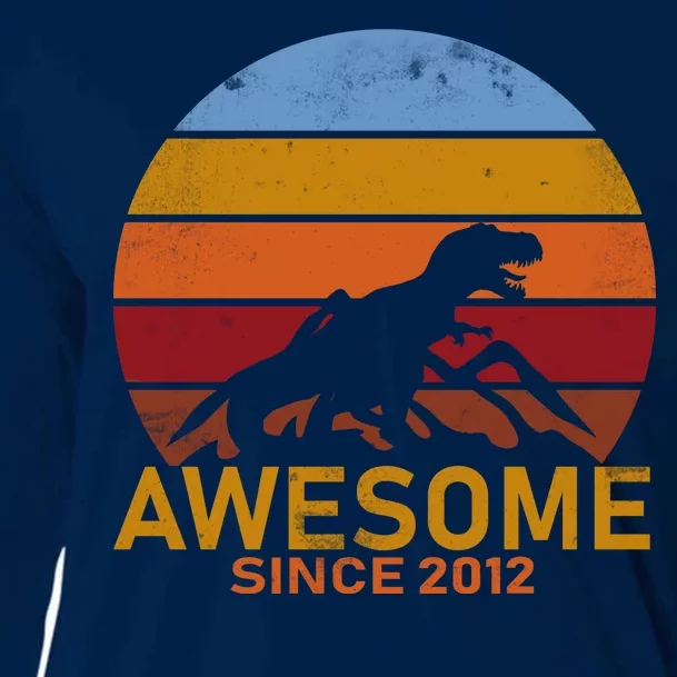 Dinosaur 7th Birthday Gift Awesome Since 2012 Cooling Performance Long Sleeve Crew