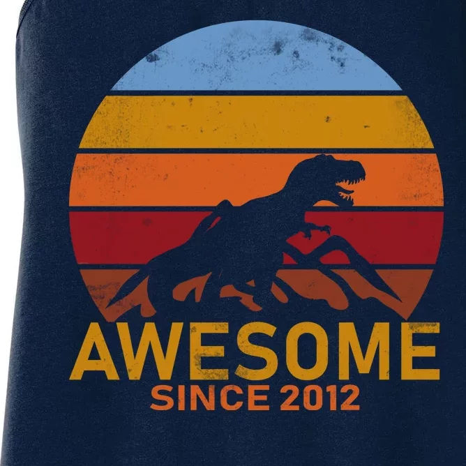 Dinosaur 7th Birthday Gift Awesome Since 2012 Women's Racerback Tank