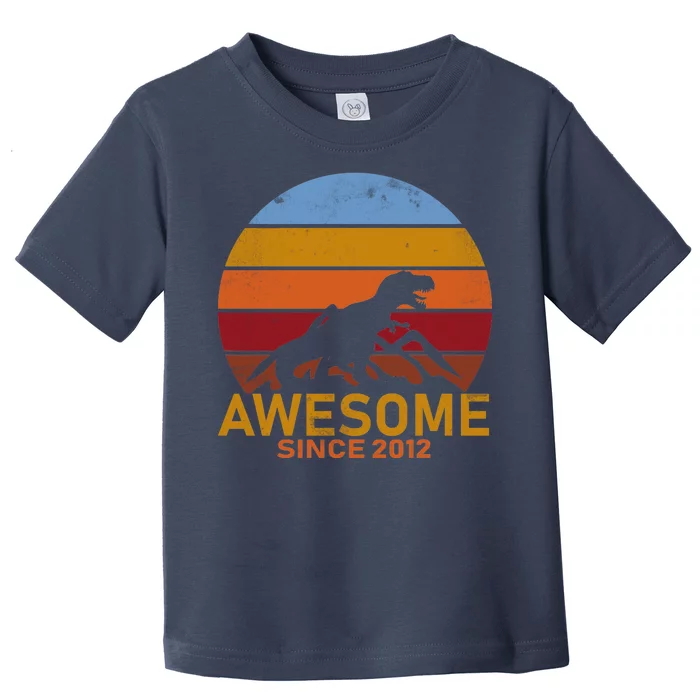 Dinosaur 7th Birthday Gift Awesome Since 2012 Toddler T-Shirt