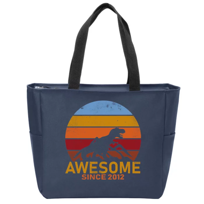 Dinosaur 7th Birthday Gift Awesome Since 2012 Zip Tote Bag