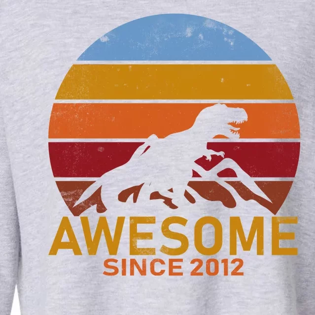 Dinosaur 7th Birthday Gift Awesome Since 2012 Cropped Pullover Crew