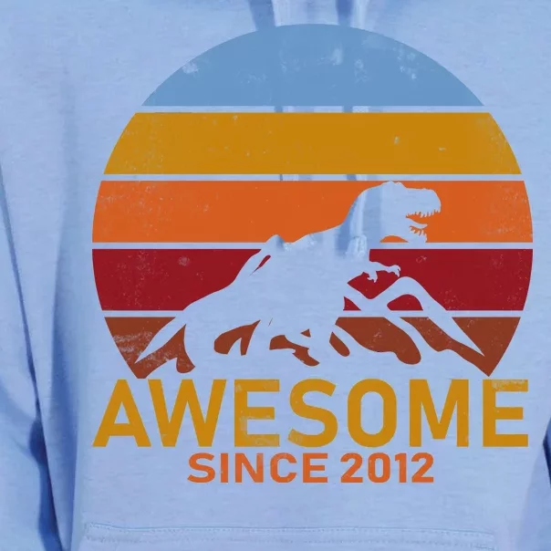 Dinosaur 7th Birthday Gift Awesome Since 2012 Unisex Surf Hoodie