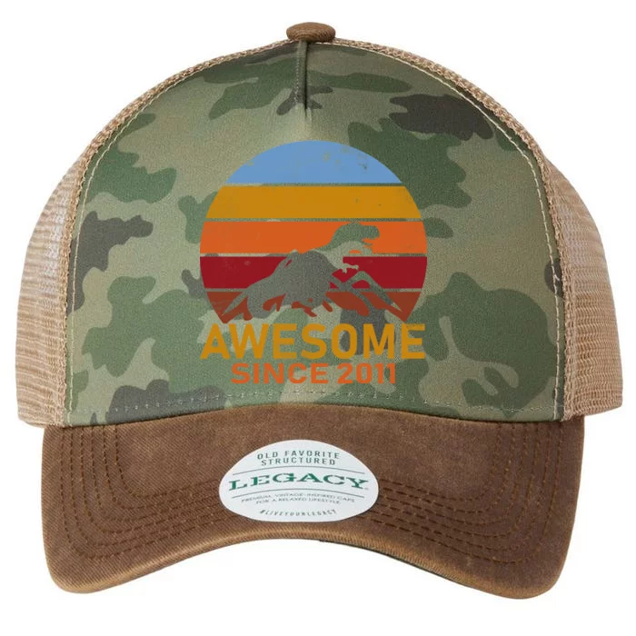 Dinosaur 11th Birthday Gift Awesome Since 2011 Legacy Tie Dye Trucker Hat