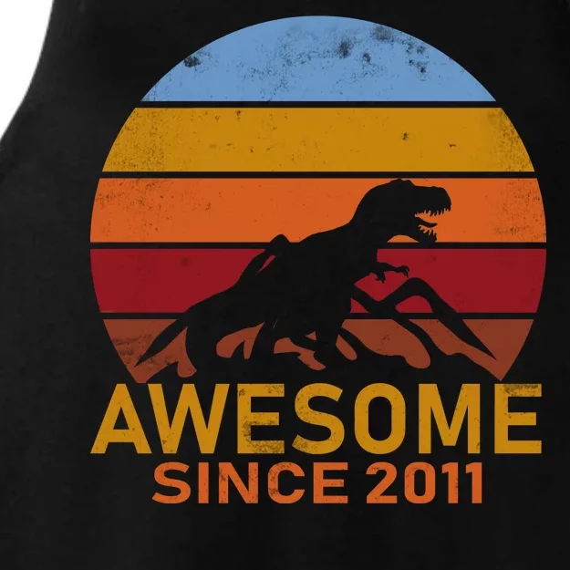 Dinosaur 11th Birthday Gift Awesome Since 2011 Ladies Tri-Blend Wicking Tank