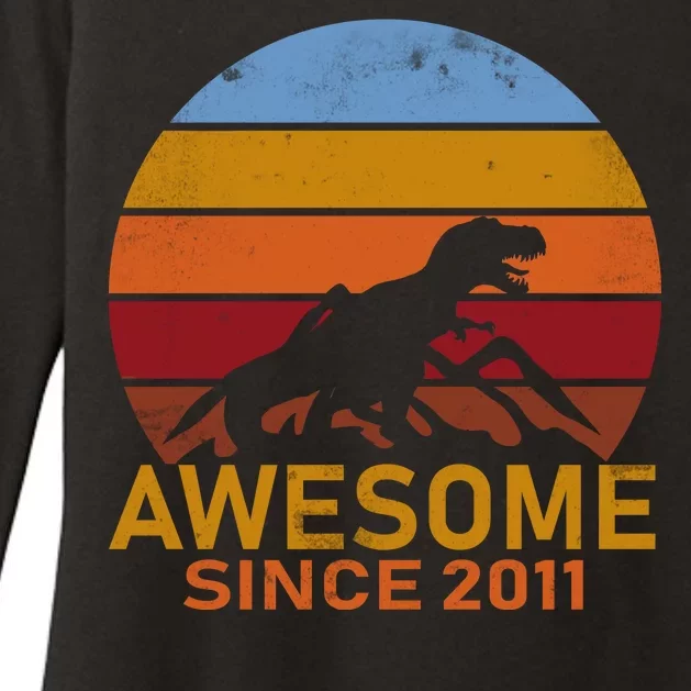 Dinosaur 11th Birthday Gift Awesome Since 2011 Womens CVC Long Sleeve Shirt