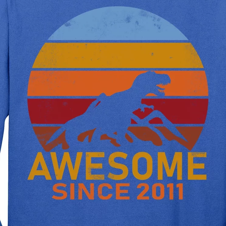 Dinosaur 11th Birthday Gift Awesome Since 2011 Tall Long Sleeve T-Shirt