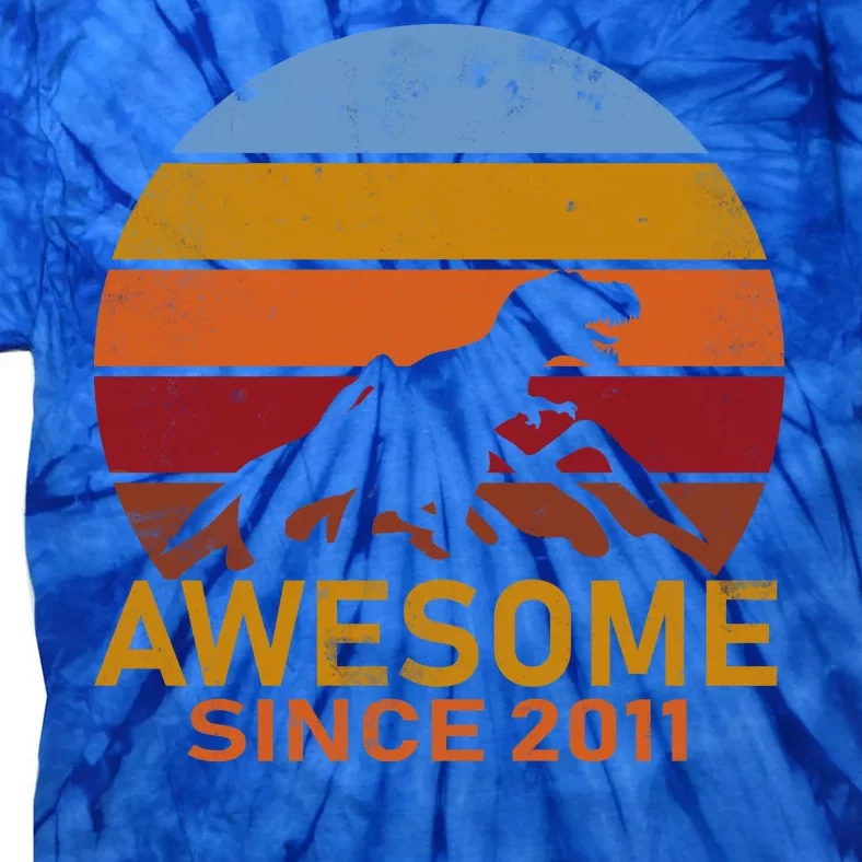 Dinosaur 11th Birthday Gift Awesome Since 2011 Tie-Dye T-Shirt